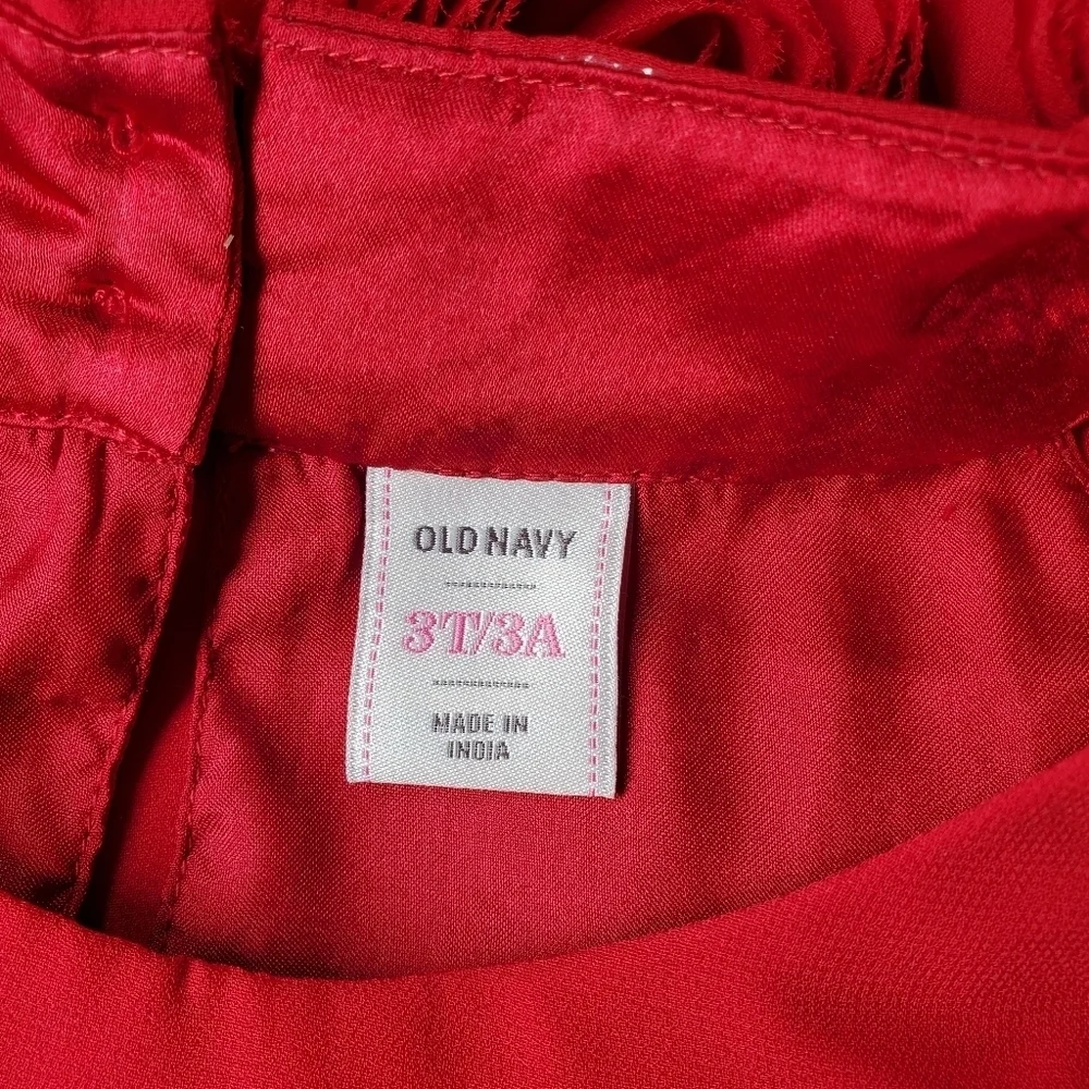Old Navy Red Chiffon Girls Dress Size 3T Toddler Girl EUC